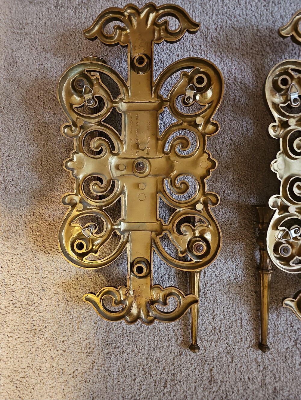 PAIR HOMCO DART 4193 GOTHIC ORNATE WALL CANDELABRA CANDLE HOLDER SCONCES - Picture 7 of 9